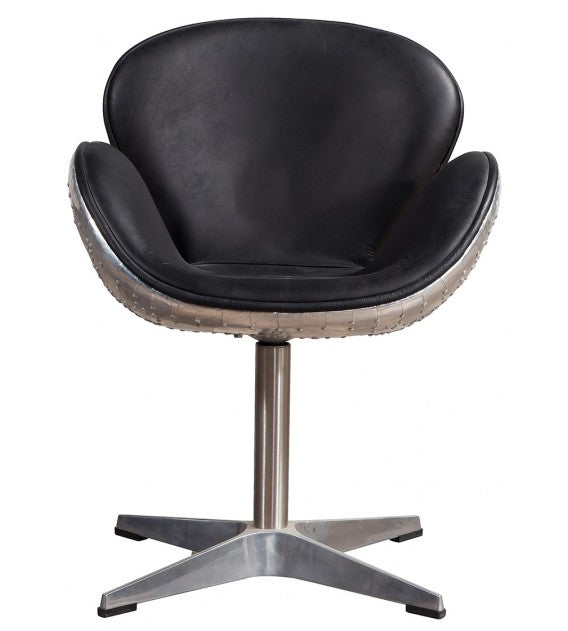 Gauntlet Aluminium and Black Leather Swan Chair, Cocolea, , ,