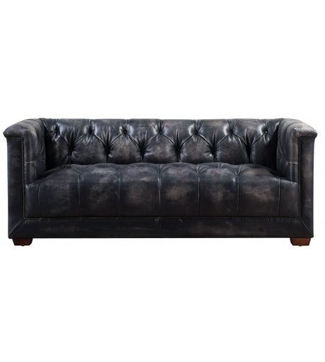Gladiator Cube 3 seat vintage leather sofa - black chesterfield leather and Aluminium, Cocolea, , ,