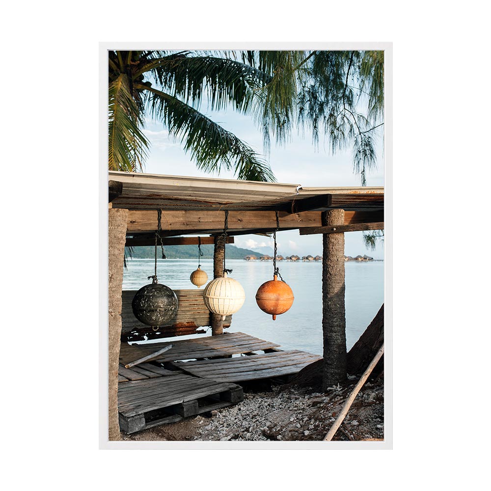 Fishing Floats by Brooke Darling | Framed Art Print, Fine Print Co, 500 x 760 mm, Canvas, White Frame
