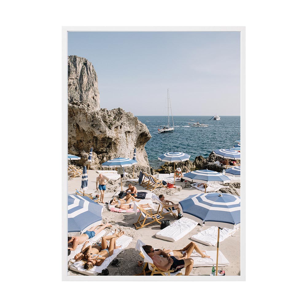 La Fontelina Days Part 1 by Francesca Owen | Framed Art Print, Fine Print Co, 500 x 760 mm, Canvas, White Frame