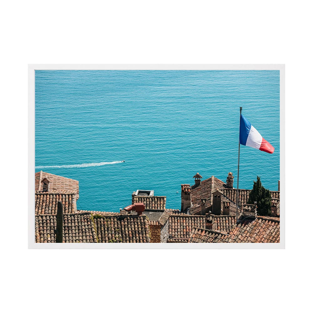 Riviera Racing by Carla and Joel | Framed Art Print, Fine Print Co, 500 x 760 mm, Canvas, White Frame