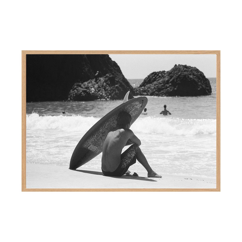 Wave Watcher by Luke McCormick | Framed Art Print, Fine Print Co, 500 x 760 mm, Canvas, Scandi Frame