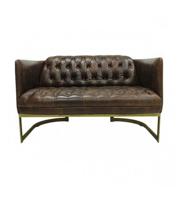 Gatsby Vintage Brown Leather and Iron Lounge - 2 seat, Cocolea, , ,