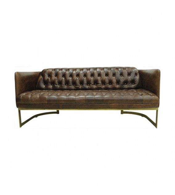 Gatsby Vintage Brown Leather and Iron Lounge - 3 seat, Cocolea, , ,