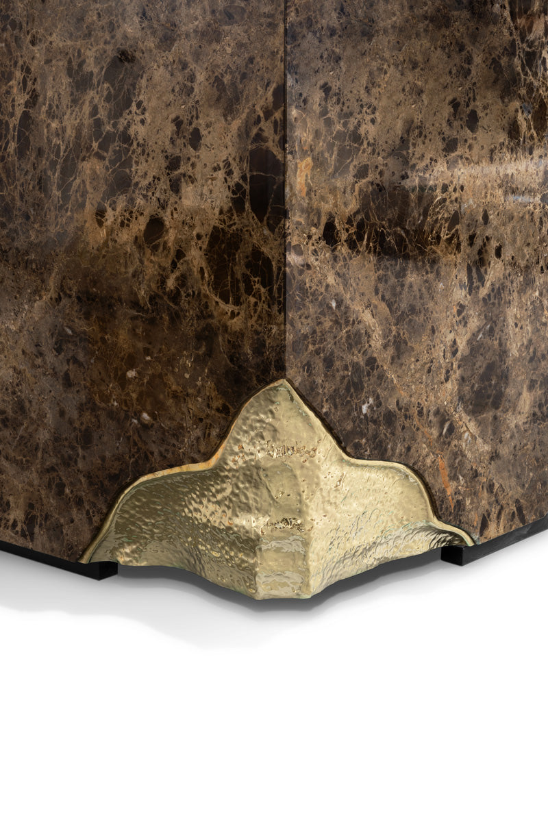 Monochrome Brown Veneer Marble Sideboard, Cocolea, , ,