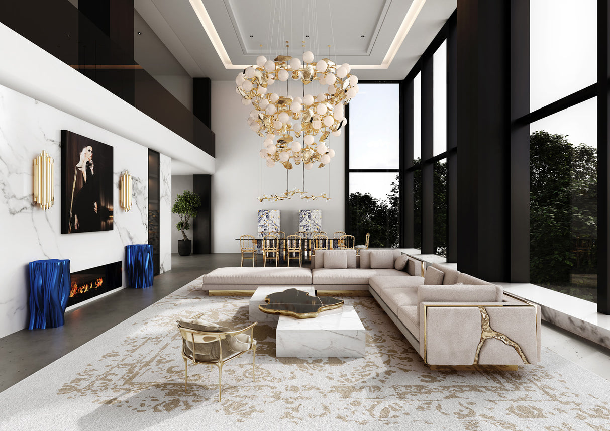 Lapiaz Modular Sofa — Custom Luxury Sectional with Hand-Hammered Brass Detailing, Cocolea, , ,