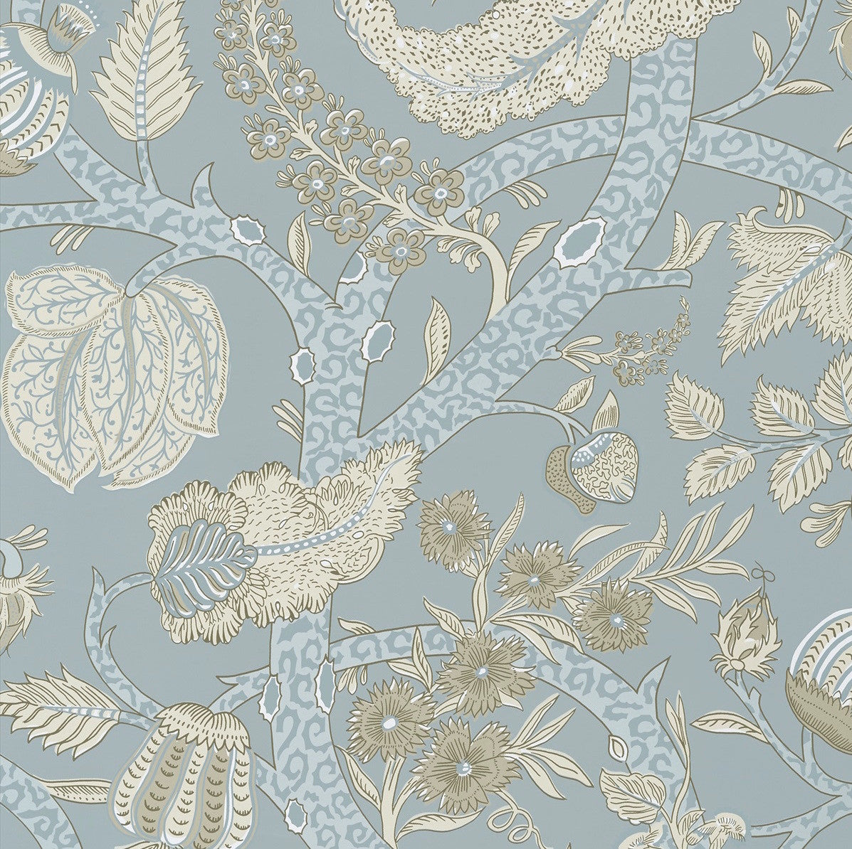 Macbeth wallpaper in Aqua by Natty & Polly, full pattern view