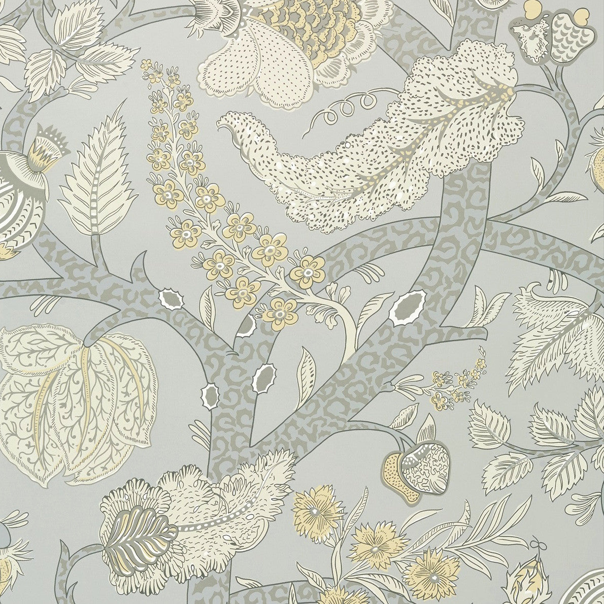 Macbeth wallpaper in Grey by Natty & Polly, full pattern view