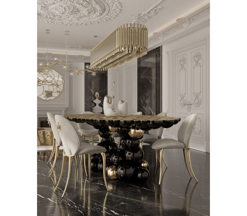 Newton Black Gold Dining Table by Boca do Lobo – view 9