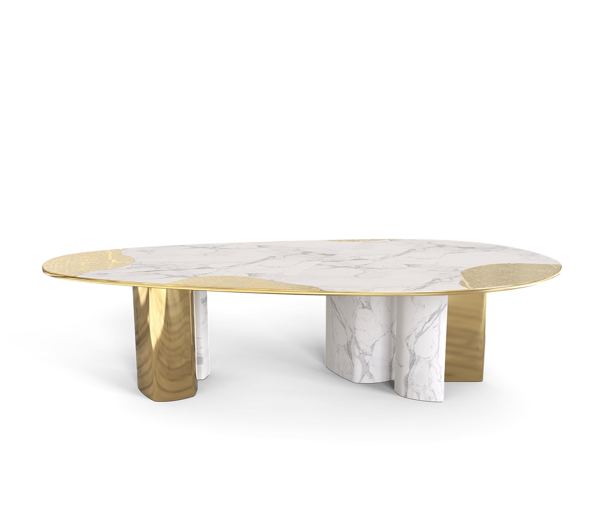 Ophelia Carrara Marble and Gold Dining Table by Boca do Lobo