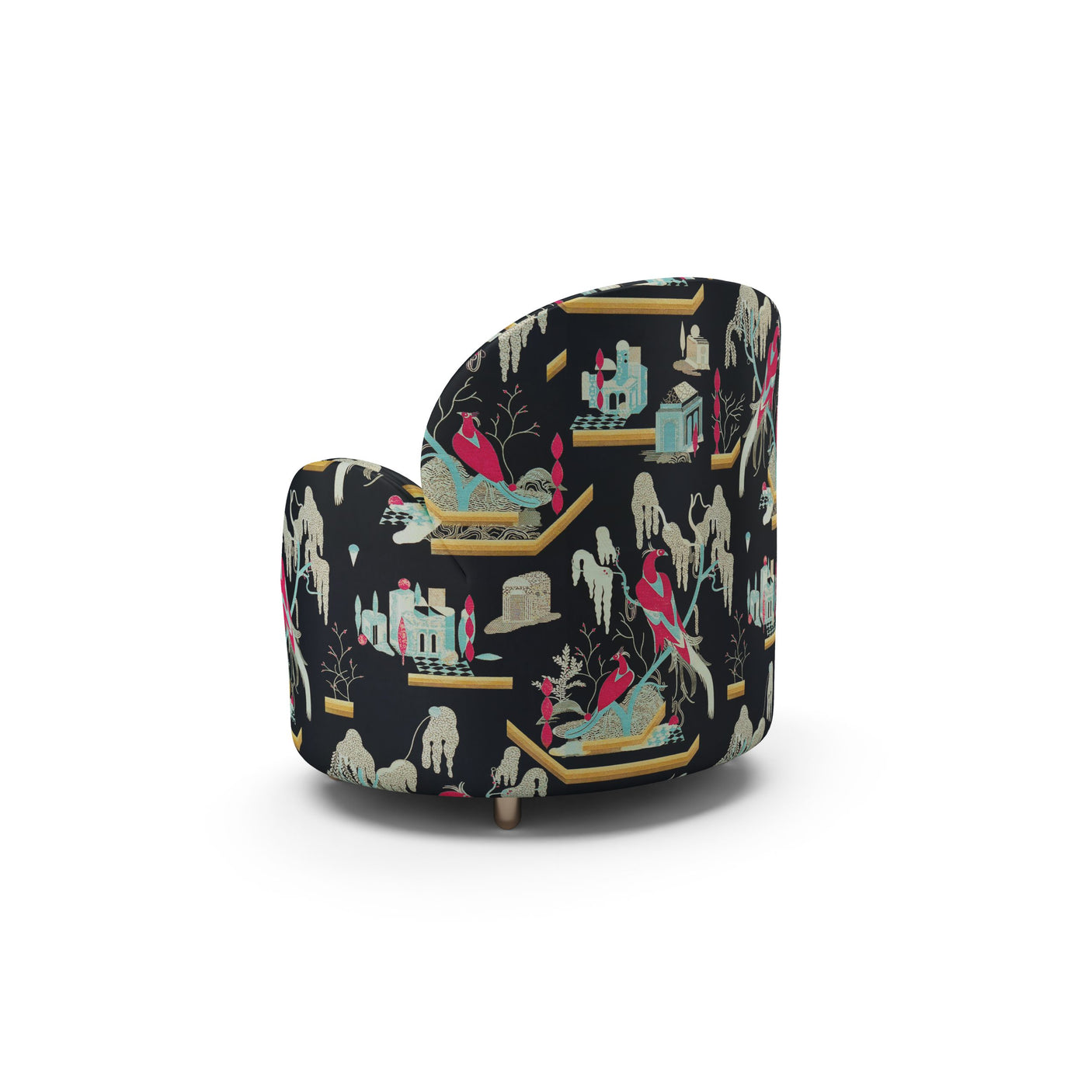 Strings Armchair - Plush Black-Pink Jacquard Fabric, Cocolea, , ,