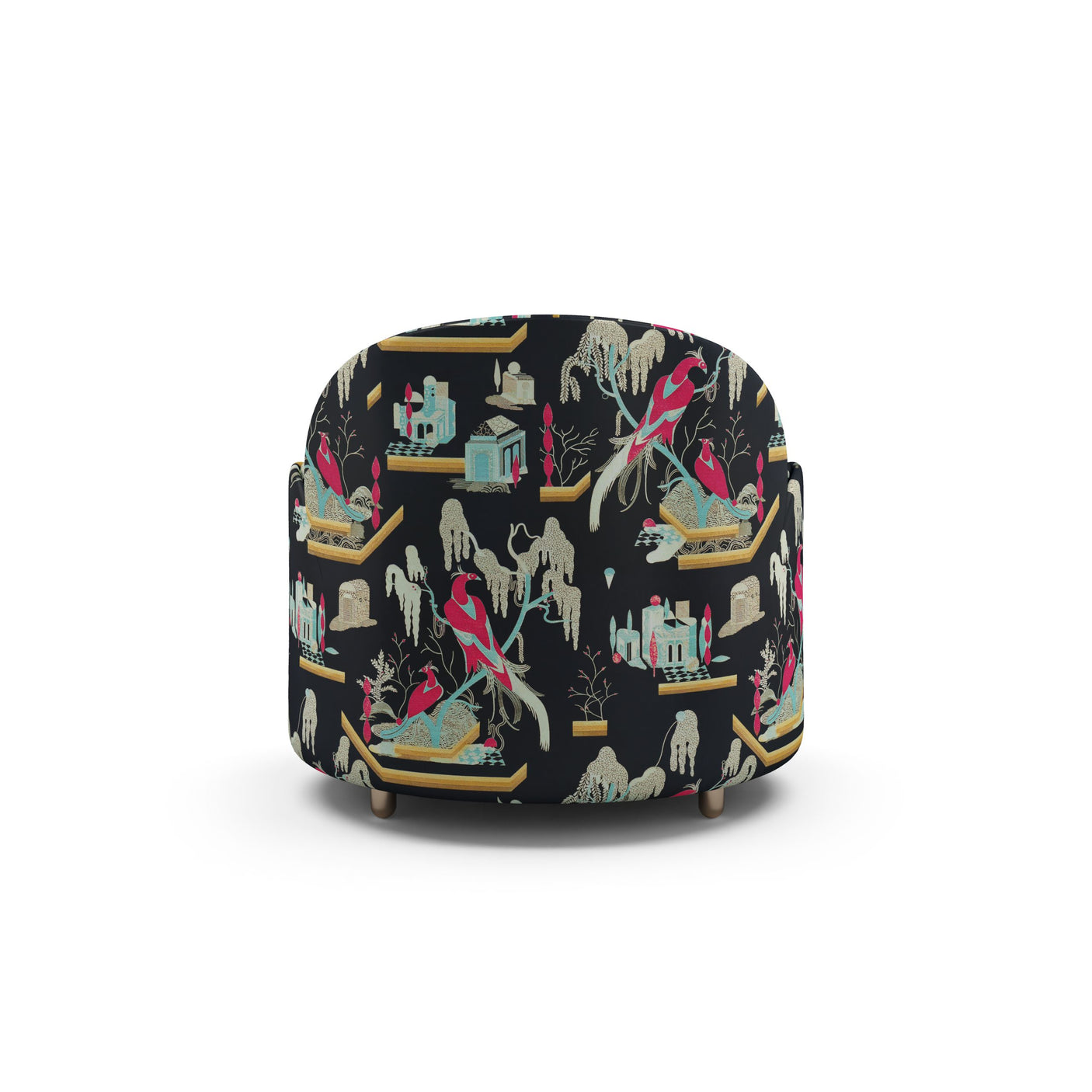 Strings Armchair - Plush Black-Pink Jacquard Fabric, Cocolea, , ,