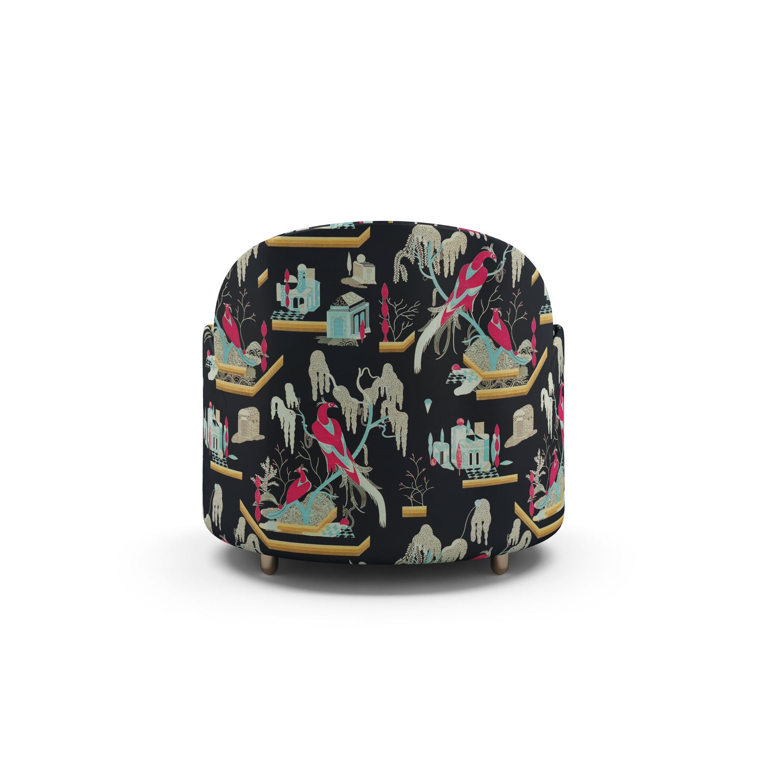 Strings Armchair - Plush Black-Pink Jacquard Fabric, Cocolea, , ,