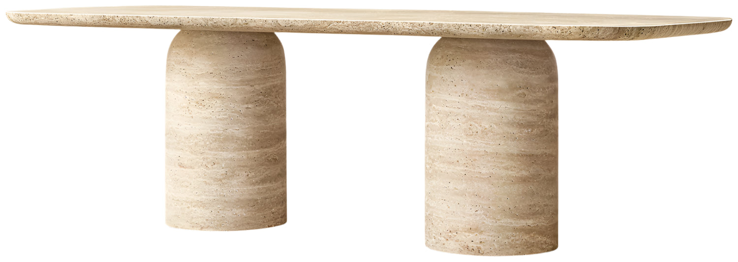 Cascadia Travertine Curved Rectangle Dining Table, Cocolea, , ,