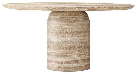 Cascadia Curved Round Travertine Dining Table, Cocolea, , ,