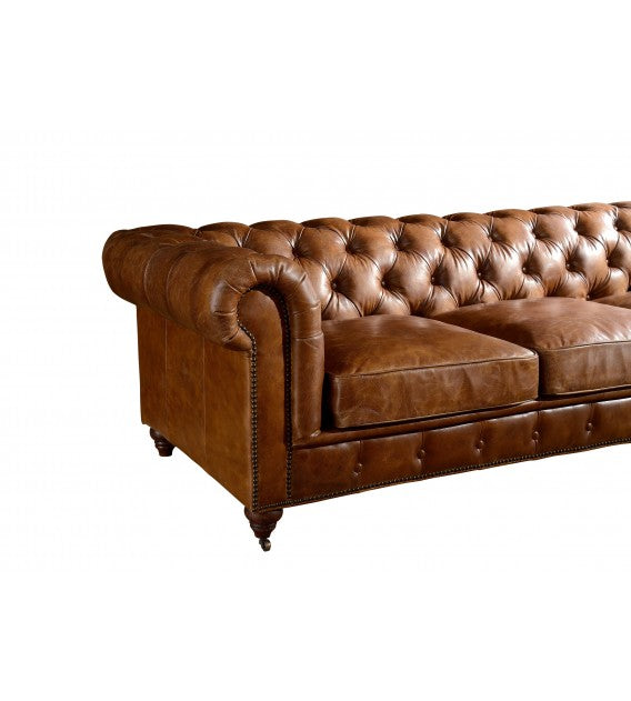 Winston Two Seat Classic Vintage Leather Chesterfield Lounge - Camel Brown, Cocolea, , ,