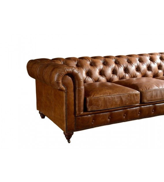 Winston Three Seat Classic Vintage Leather Chesterfield Lounge - Camel Brown, Cocolea, , ,