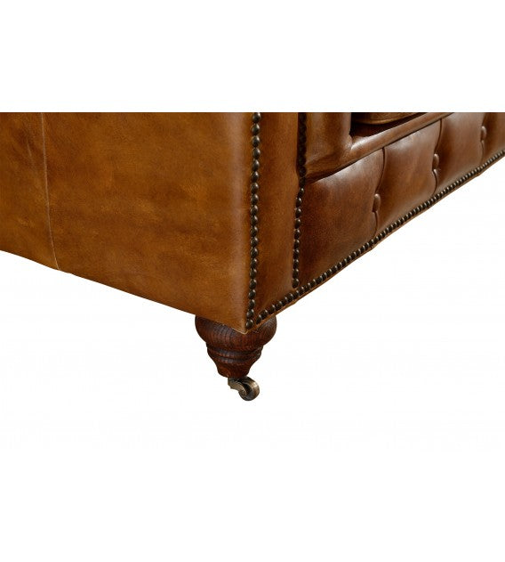 Winston Classic Vintage Leather Chesterfield lounge chair - Camel Brown, Cocolea, , ,