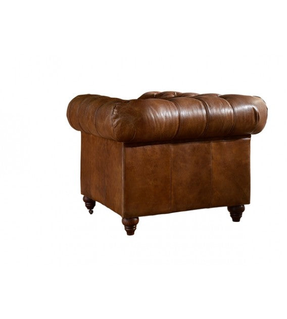 Winston Classic Vintage Leather Chesterfield lounge chair - Camel Brown, Cocolea, , ,