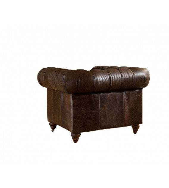 Winston Classic Vintage Leather Chesterfield lounge chair - Cigar Brown, Cocolea, , ,