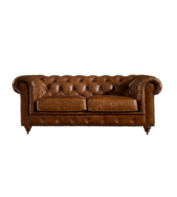 Winston Two Seat Classic Vintage Leather Chesterfield Lounge - Camel Brown, Cocolea, , ,