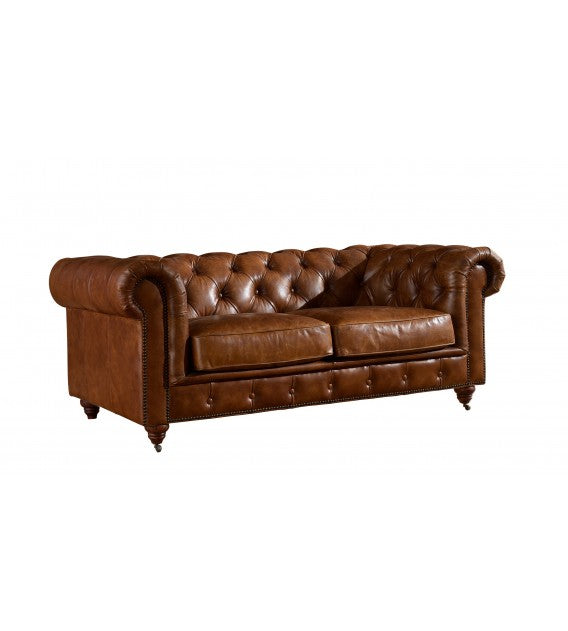 Winston Two Seat Classic Vintage Leather Chesterfield Lounge - Camel Brown, Cocolea, , ,