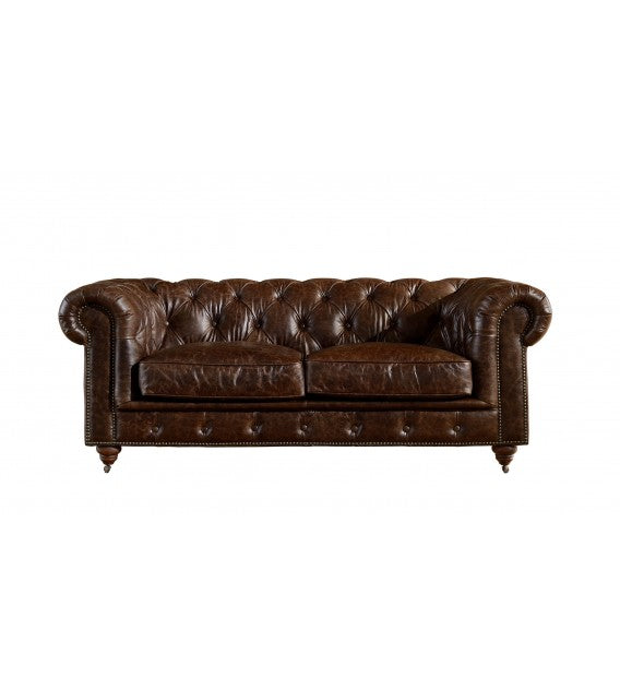 Winston Two Seat Classic Vintage Leather Chesterfield lounge - Cigar Brown, Cocolea, , ,