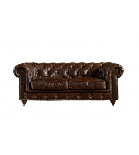 Winston Two Seat Classic Vintage Leather Chesterfield lounge - Cigar Brown, Cocolea, , ,