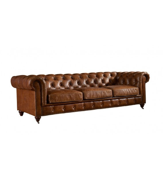 Winston Three Seat Classic Vintage Leather Chesterfield Lounge - Camel Brown, Cocolea, , ,