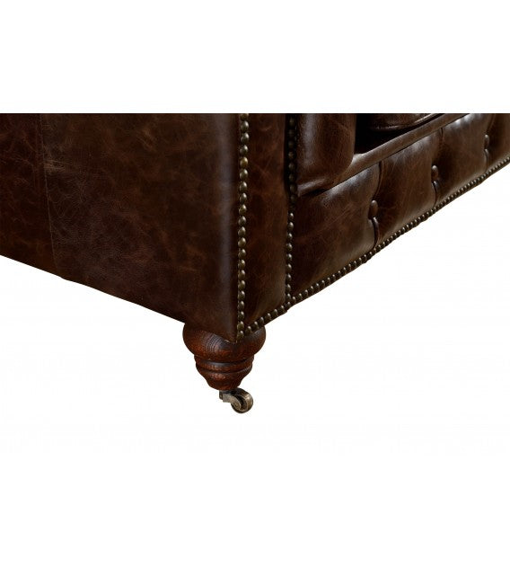 Winston Classic Vintage Leather Chesterfield lounge chair - Cigar Brown, Cocolea, , ,