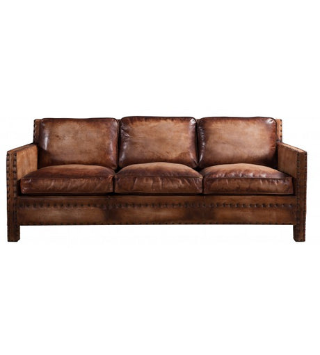 Scabrous Distressed Brown Leather Lounge - 3 seat, Cocolea, , ,