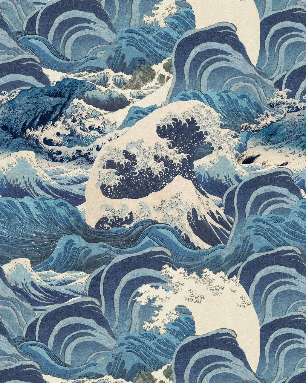Sea Waves wallpaper in Blue by Natty & Polly, full pattern view