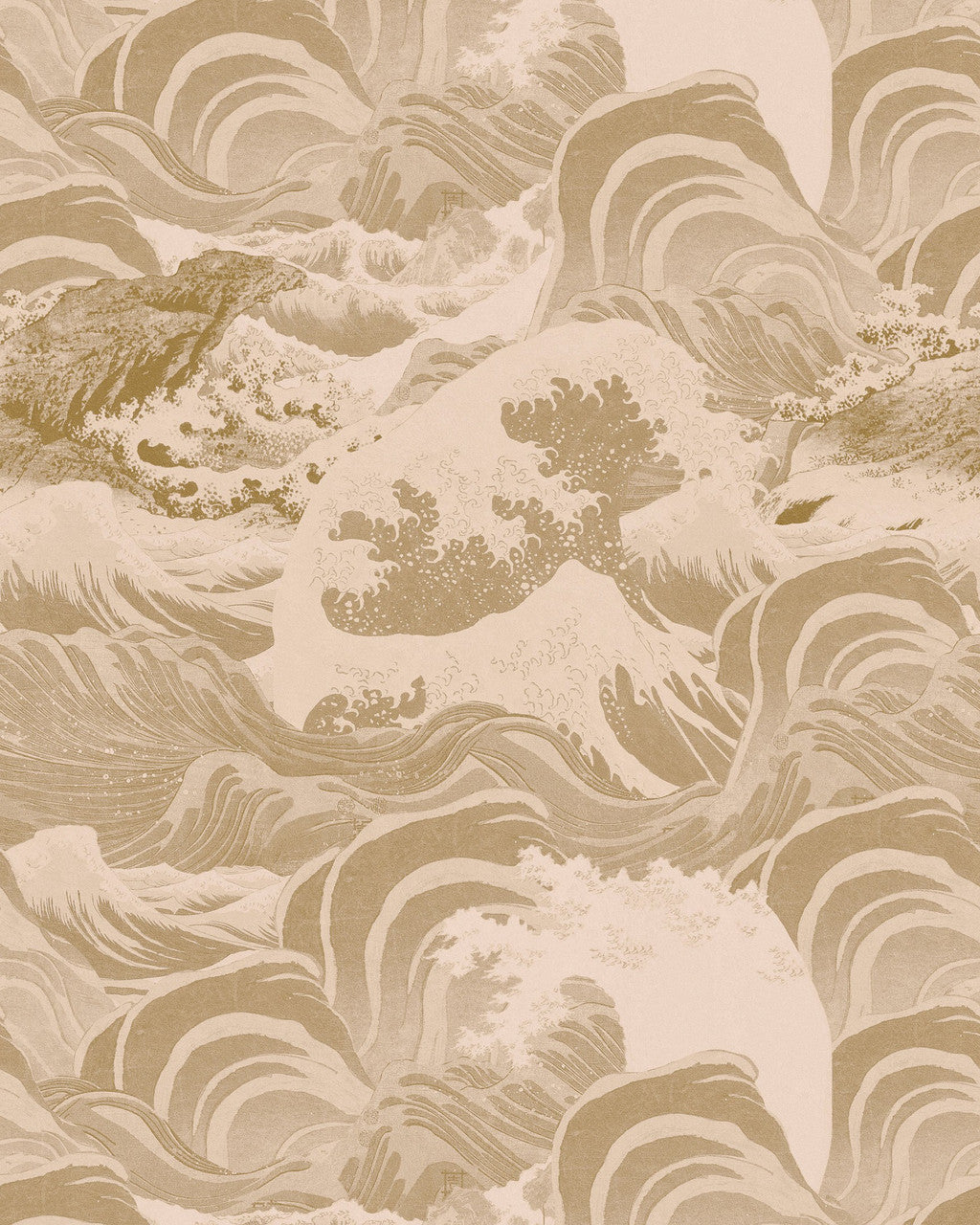 Sea Waves wallpaper in Taupe by Natty & Polly, full pattern view