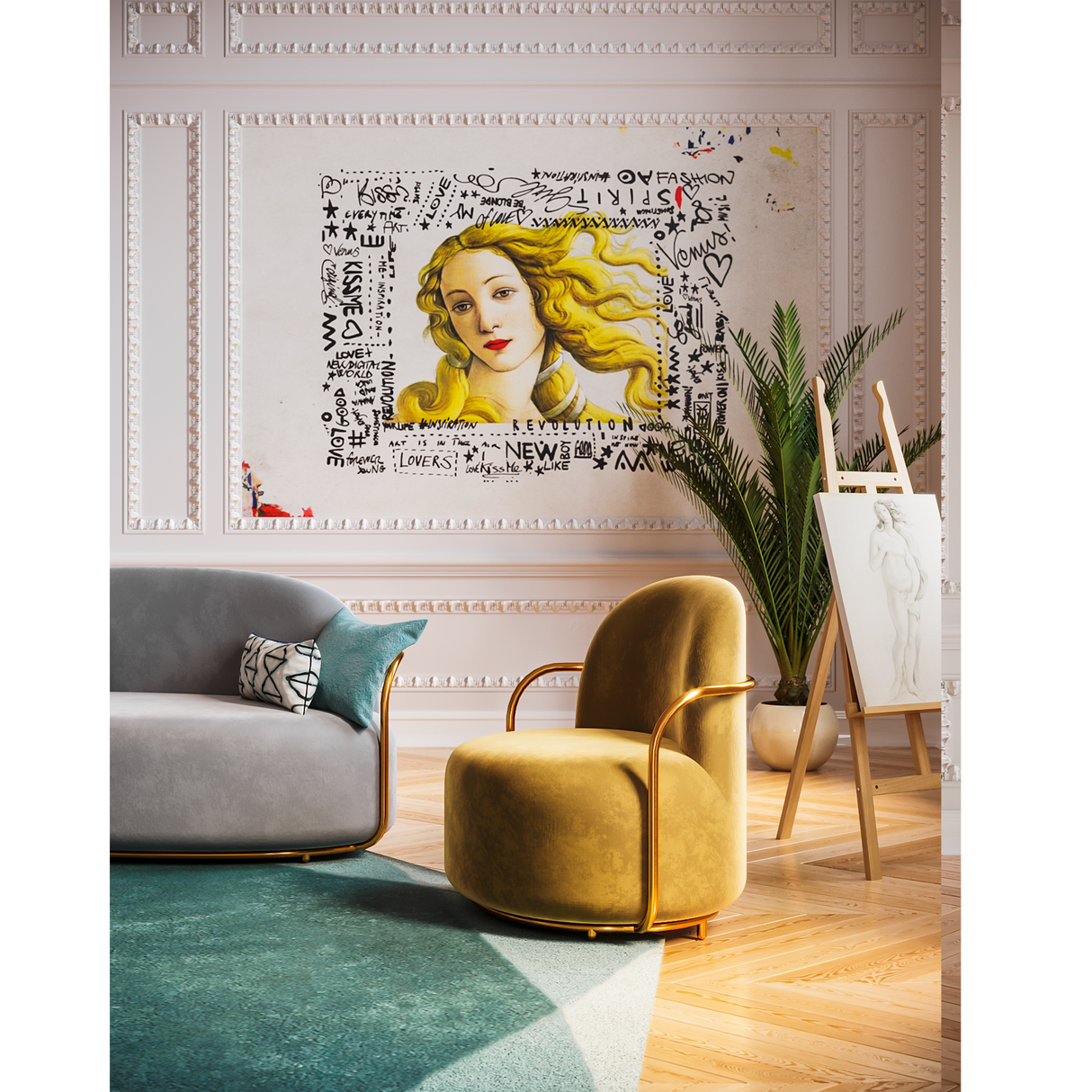 Orion Lounge Chair Gold Rose, Cocolea, , ,