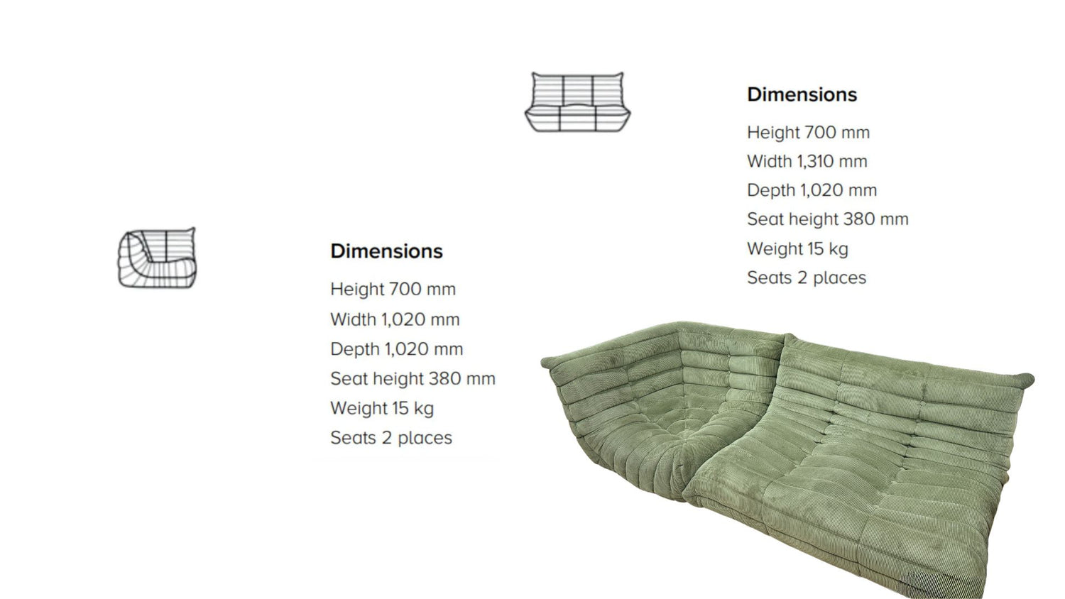 Greville Fireside Togo Modules - 2 modules only for clearance, Cocolea, , ,
