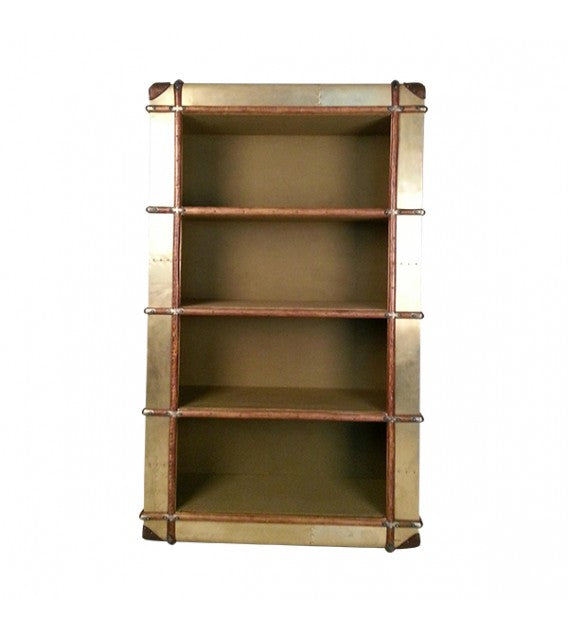Turbojet Brass, Wood and Canvas bookshelf, Cocolea, , ,
