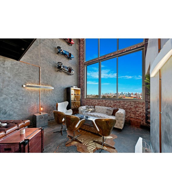 Gauntlet Polished Brass and White Leather Swan Chair, Cocolea, , ,