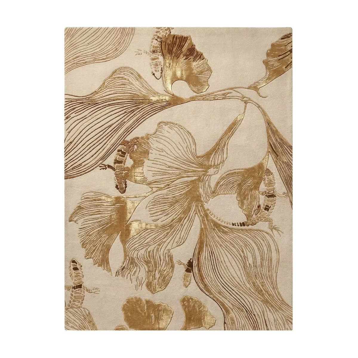 KOKET Flora Golden luxury rug with raised bamboo silk relief at Cocolea
