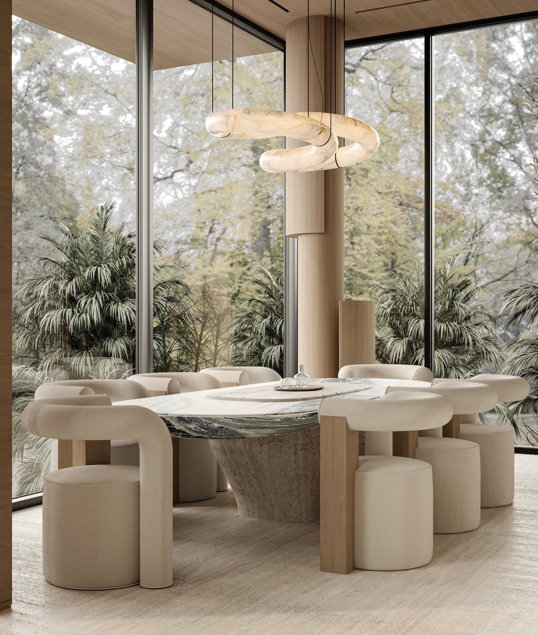 Spanish Marble Alabaster | Contemporary Figure-8 Pendant Light, Cocolea, , ,