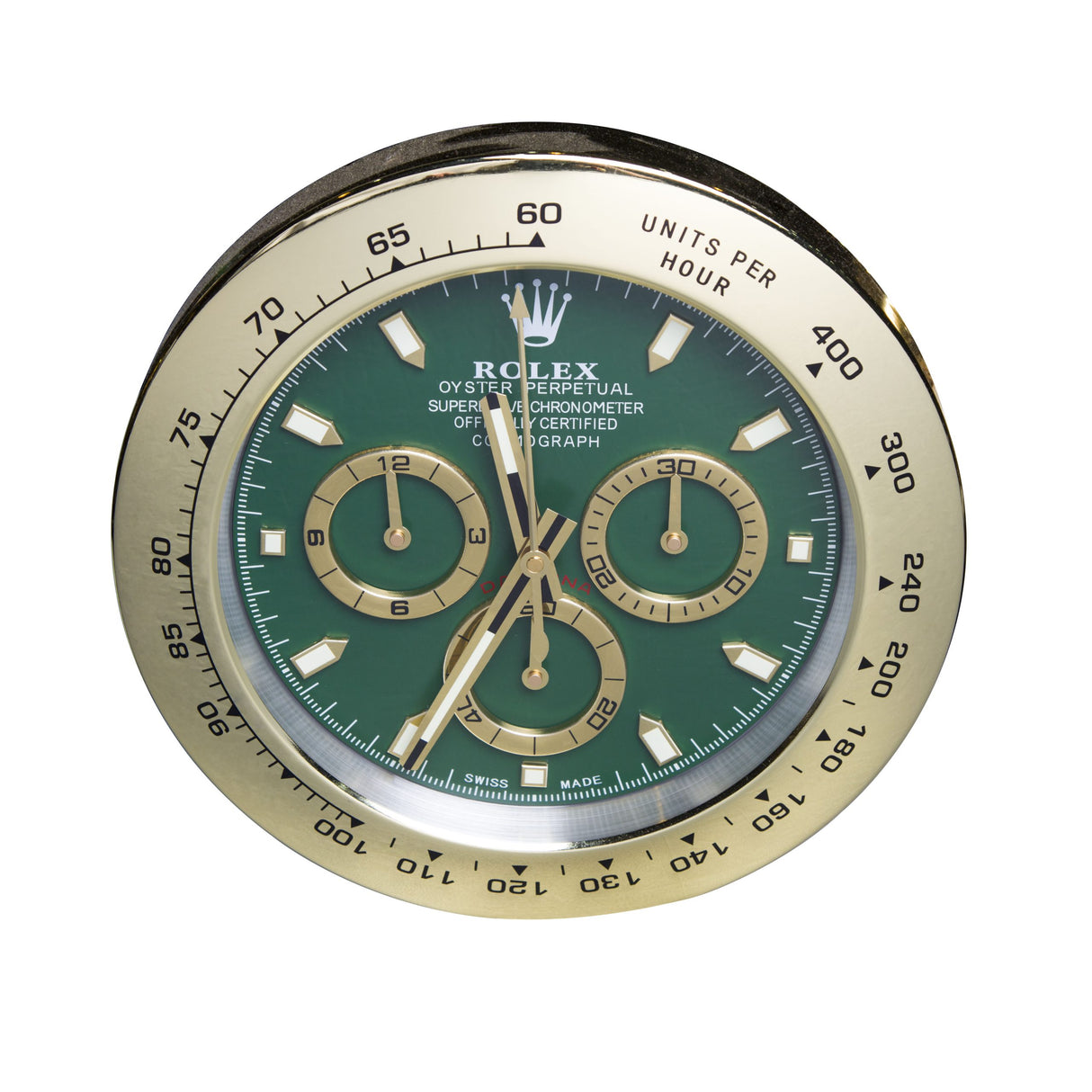 Gold Polished Green Face Black Dial Decorative Wall Clock | 35cm Quartz – Luxury Logo Style (Copy), Cocolea, , ,
