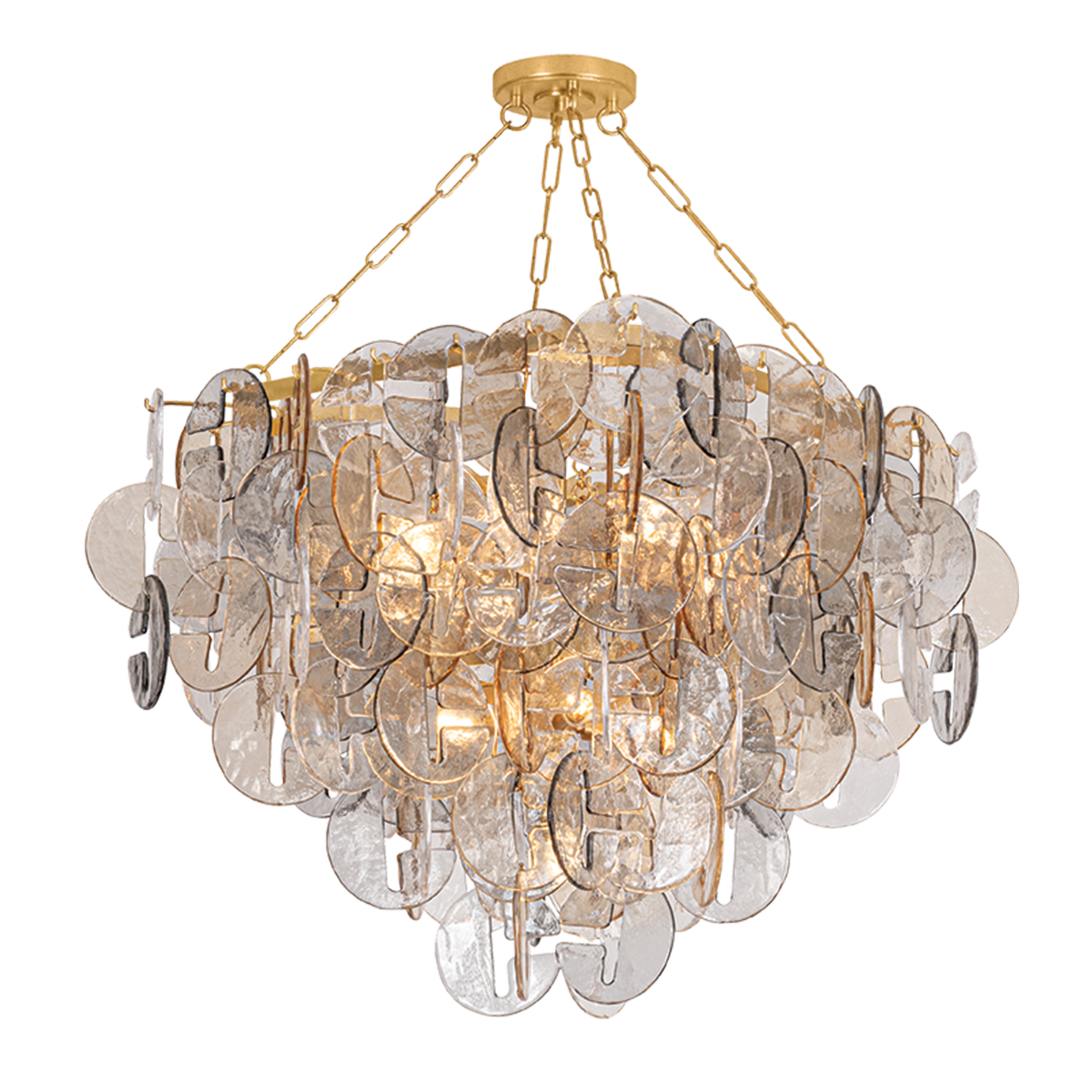 Aran Chandelier by Corbett Lighting in Vintage Gold Leaf