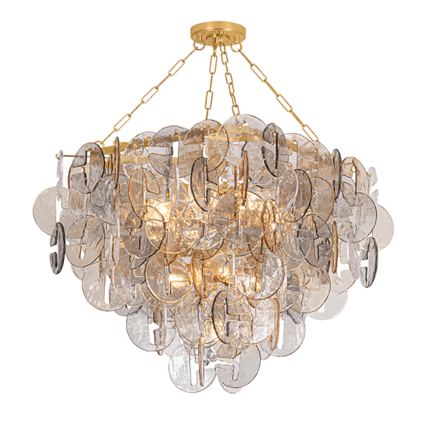 Aran Chandelier in Vintage Gold Leaf, Corbett Lighting, , ,