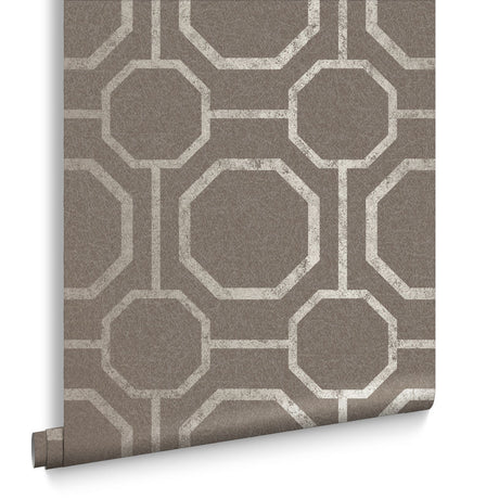 Sashiko wallpaper in Taupe by Natty & Polly, styled in an interior