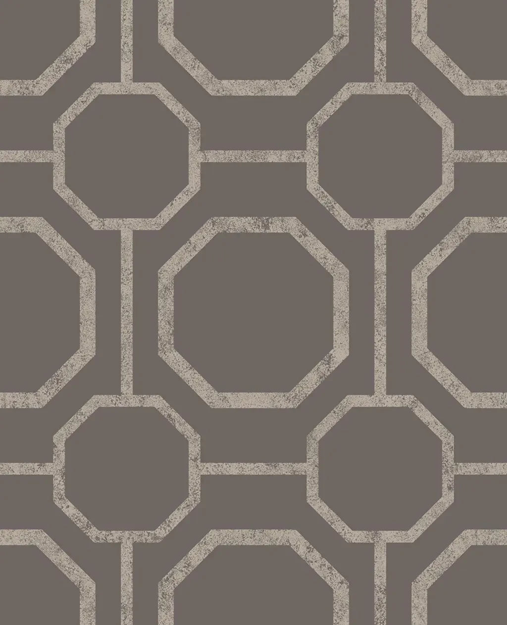 Sashiko wallpaper in Taupe by Natty & Polly, full pattern view