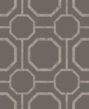 Sashiko wallpaper in Taupe by Natty & Polly, full pattern view