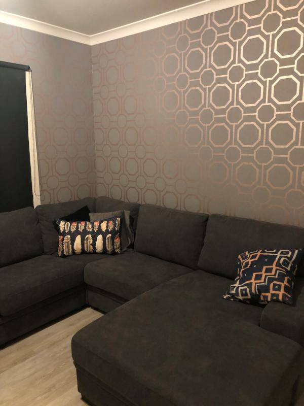 Sashiko wallpaper in Rose Gold by Natty & Polly, full pattern view