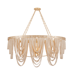 Santorini linear chandelier by Corbett Lighting in Vintage Gold Leaf