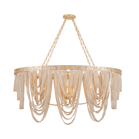 Santorini linear chandelier by Corbett Lighting in Vintage Gold Leaf