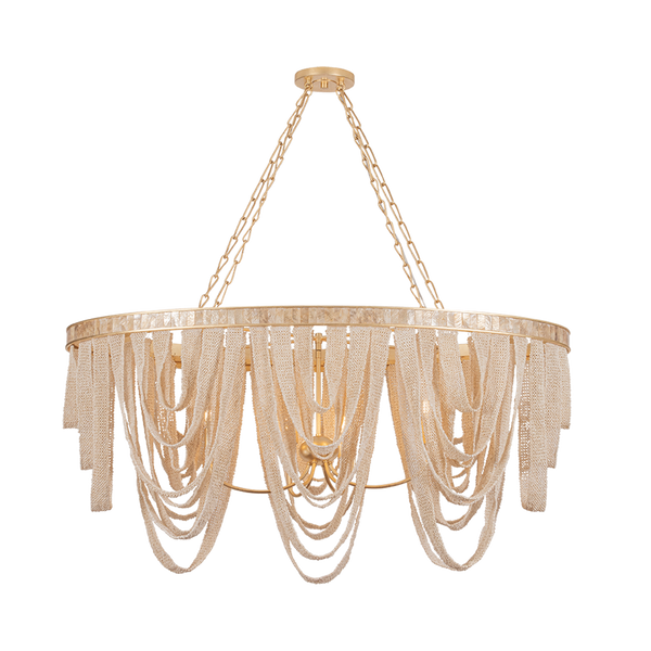 Santorini Linear Chandelier in Vintage Gold Leaf, Corbett Lighting, , ,