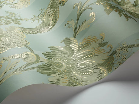 Zerzura wallpaper in Duck Egg by Natty & Polly, full pattern view